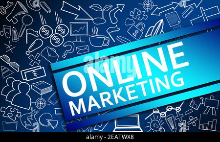 Concetto di marketing online con disegni creativi di icone Foto Stock