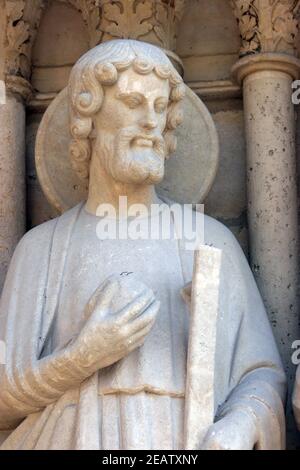 Saint Jude, la cattedrale di Notre Dame di Parigi, ultima sentenza Portal Foto Stock