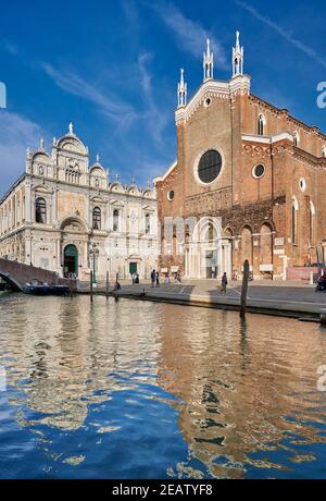 Basilica dei Santi Giovanni e Paolo e Scuola Grande di San Marco, campo Santi Giovanni e Paolo, Venezia, Veneto, Italia Foto Stock