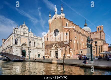 Basilica dei Santi Giovanni e Paolo e Scuola Grande di San Marco, campo Santi Giovanni e Paolo, Venezia, Veneto, Italia Foto Stock