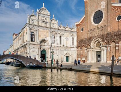 Basilica dei Santi Giovanni e Paolo e Scuola Grande di San Marco, campo Santi Giovanni e Paolo, Venezia, Veneto, Italia Foto Stock