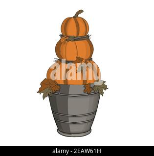 Composizione per Halloween. Zucche. Illustrazione isolata su sfondo bianco Foto Stock