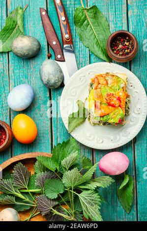 Torta pasqualina di Pasqua italiana Foto Stock