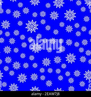 I fiocchi di neve Seamless Pattern su sfondo blu. In inverno il Natale trama decorative Foto Stock