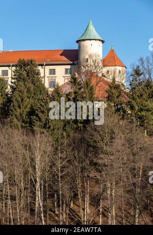 Antico castello medievale a Nowy Wisnicz. Polonia Foto Stock