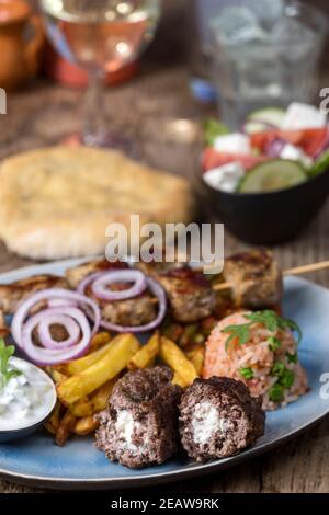 carne di bifteki greca Foto Stock