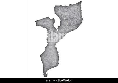 Mappa del Mozambico sul cemento intemperie Foto Stock
