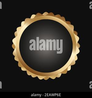 Cornice rotonda dorata con ornamento floreale su sfondo nero. Art deco. Lussuoso mandala in oro, disegno a mano. Arabo, islamico, marocchino, asiatico, indiano Illustrazione Vettoriale