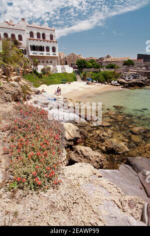 Spiaggia la Caletta, Portoscuso, Sulcis Iglesiente, Carbonia Iglesias, Sardegna, Italia, Europa Foto Stock