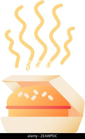 Icona a colori piatti vettore hamburger takeout Illustrazione Vettoriale