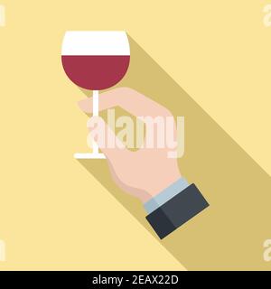 Sommelier vetro in mano icona, stile piatto Illustrazione Vettoriale