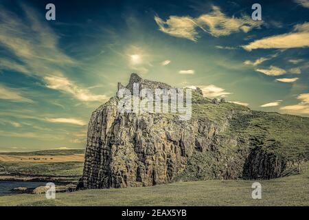 Rovine del castello di Duntulm - viste Foto Stock