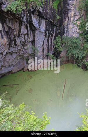 Monte Hypipelamee Crater visto dalla piattaforma di osservazione sopraelevata nel Parco Nazionale del Monte Hypipelamee, un'area del patrimonio tropicale bagnato Foto Stock