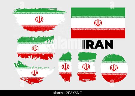 Pennello bandiera dell'Iran. Giornata felice della rivoluzione islamica dell'Iran con bandiera grugnosa Illustrazione Vettoriale