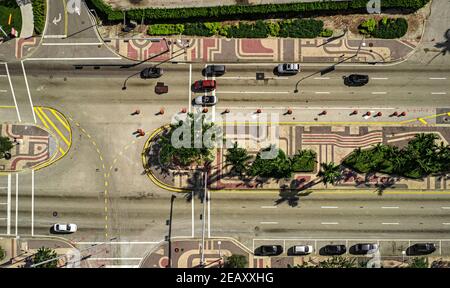 01-02-2016. Miami, Florida, Stati Uniti. Biscayne Boulevard visto dall'alto. Foto Stock