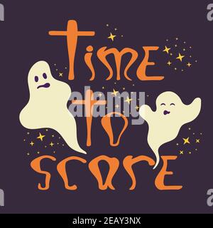 Tempo di spaventare halloween poster con fantasmi Illustrazione Vettoriale