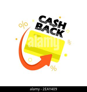 Biglietto da visita piatto con programma fedeltà cashback per il design concettuale. Design piatto. Biglietto da visita. Logo piatto Illustrazione Vettoriale