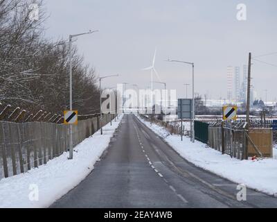 Queenborough, Kent, Regno Unito. 11 Febbraio 2021. Regno Unito Meteo: Neve a Queenborough, Kent. Credit: James Bell/Alamy Live News Foto Stock