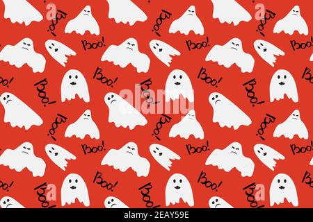 Simpatico motivo fantasma senza cuciture con scritte Illustrazione Vettoriale