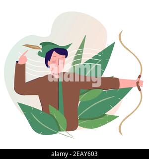 Cappello, Arco E Freccia Di Robin Hood Illustrazione di Stock