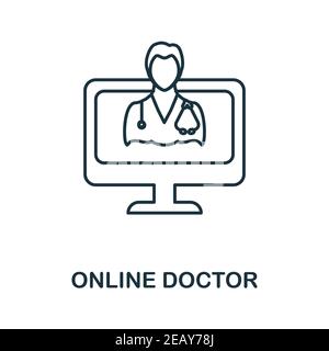 Icona Online Doctor. Semplice elemento della raccolta digitale della salute. Creative Online Doctor icona per web design, modelli, infografiche e altro ancora Illustrazione Vettoriale