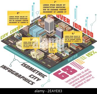 Infografica isometrica degli edifici governativi con vettore dei simboli degli edifici statali illustrazione Illustrazione Vettoriale