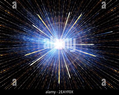 Esplosione di particelle ad alta energia. Illustrazione 3D Foto Stock