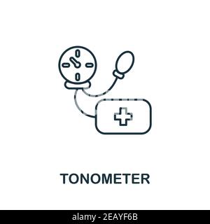 Icona tonometro. Semplice elemento della raccolta digitale della salute. Icona tonometro creativo per web design, modelli, infografiche e altro ancora Illustrazione Vettoriale