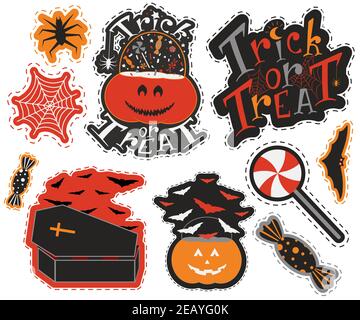 Confezione di adesivi Halloween dieci articoli Illustrazione Vettoriale