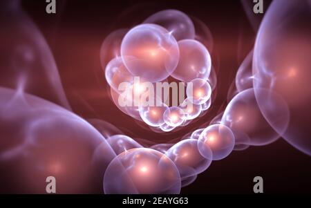 Disposizione di celle sintetiche, modello di attrazione asimmetrico. Da utilizzare con progetti su scienza, ricerca e istruzione. Illustrazione 3D Foto Stock