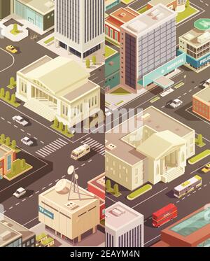 Banner verticali isometrici per edifici governativi con simboli delle istituzioni statali illustrazione vettoriale isolata Illustrazione Vettoriale