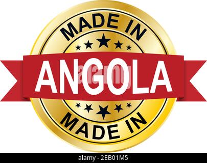 Made in Angola Golden label badge vettoriale medaglia illustrazione per web design Illustrazione Vettoriale