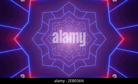 Illustrazione 3D del tunnel dalle linee al neon Foto Stock
