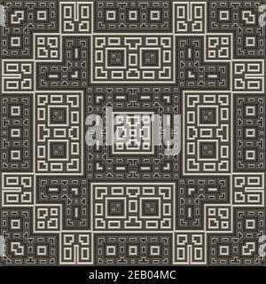 Un motivo senza cuciture in stile a cassettiera con pannelli 3D di forme geometriche. Foto Stock