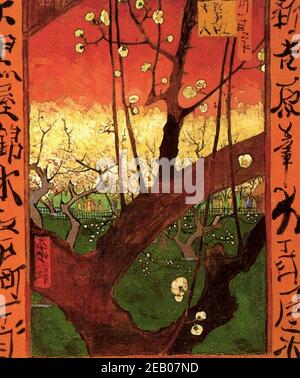 Japonaiserie fiore albero di prugna dopo Hiroshige 1880 Foto Stock