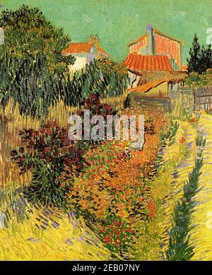 Giardino dietro una casa 1880 Foto Stock