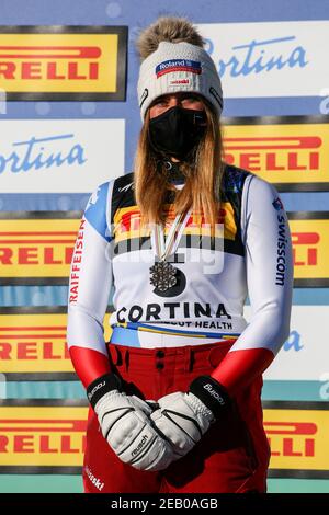 2/11/2021 - Corinne SUTER (sui) durante i Campionati mondiali DI SCI alpino 2021 FIS - Super G - Donne, gara di sci alpino a Cortina (BL), Italia, 11 2021 febbraio (Foto di IPA/Sipa USA) Foto Stock