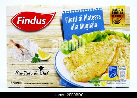 Filetti di Plaice FINDU. FindUs è un marchio di prodotti alimentari surgelati di Nomad Foods Group Foto Stock