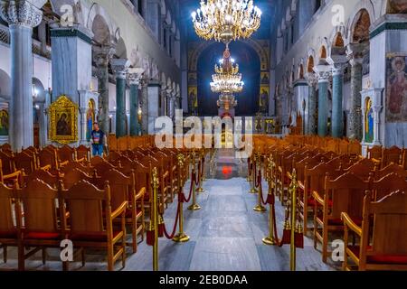 SALONICCO, GRECIA, 6 MAGGIO 2018: Interno della chiesa di Agios Dimitrios a Salonicco, Grecia Foto Stock