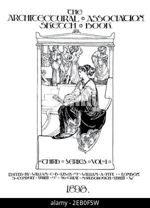 Architectural Association sketch book, title page design di George Murray nel 1898 The Studio An Illustrated Magazine of fine and Applied Art Foto Stock