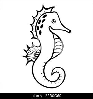 Seahorse, illustrazione vettoriale isolata disegnata a mano Illustrazione Vettoriale