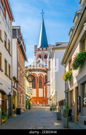 BACHARACH, GERMANIA, 16 AGOSTO 2018: Chiesa di San Pietro nel centro di Bacharach, Germania Foto Stock