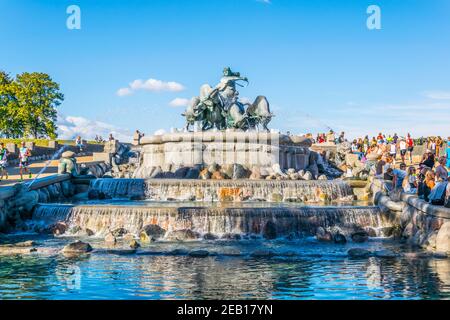 COPENHAGEN, DANIMARCA, 21 AGOSTO 2016: Fontana Gefion a Copenhagen, Danimarca. Foto Stock