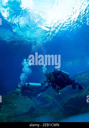 Immersione nel El Eden denote vicino Playa del Carmen sulla Riviera Maya nello Yucatan, Messico. Foto Stock