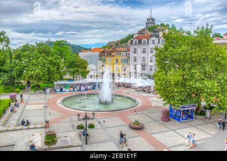 PLOVDIV, BULGARIA, 23 GIUGNO 2018: Vista di piazza Stefan Stambolov a Plovdiv, Bulgaria Foto Stock