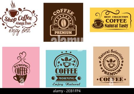 Disegni grafici creativi di etichetta di caffè per il menu del caffè o del ristorante design Illustrazione Vettoriale