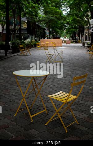 Via dello shopping 'Marunouchi Naka-dori' a Tokyo in vacanza senza persone Foto Stock