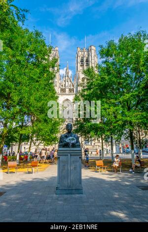 BRUXELLES, BELGIO, 4 AGOSTO 2018: Vista della cattedrale di San Michele e Gudula a Bruxelles, Belgio Foto Stock