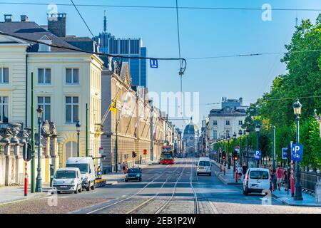 BRUXELLES, BELGIO, 4 AGOSTO 2018: Veduta della chiesa di Santa Maria alla fine di rue Royale a Bruxelles, Belgio Foto Stock