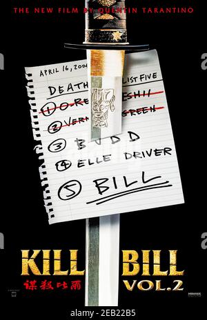 Kill Bill: Vol. 2 (2021) regia di Quentin Tarantino con Uma Thurman, David Carradine e Michael Madsen. La sposa continua la sua ricerca di vendetta contro il suo ex boss e amante Bill, il rimbalzo inclusivo Budd, e il insidioso, occhio unico Elle. Foto Stock